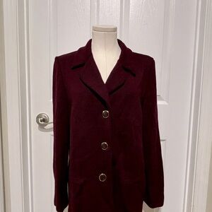Luisa Spagnoli   3 Button Blazer  Pure Virgin Wool  / Size L / Maroon